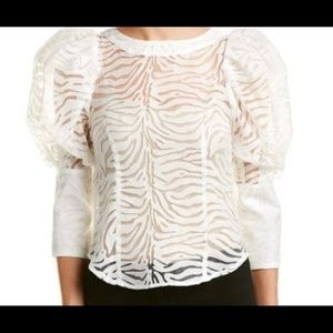 Gracia Sheer Zebra Print Puff Sleeve Blouse S